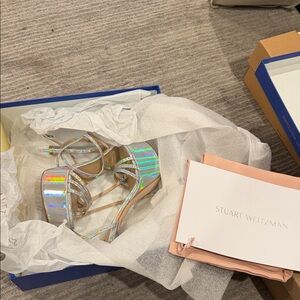 Stuart Weitzman Iridescent Silver Heels
